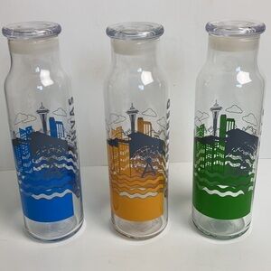 Seattle Glass Bottles Space Needle Collectable Decor Grunge Hipster Souvenir